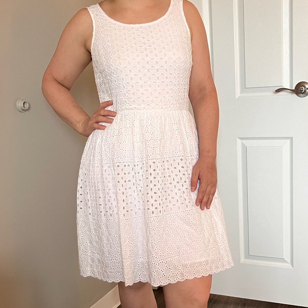 Eyelet White Sleeveless Dress